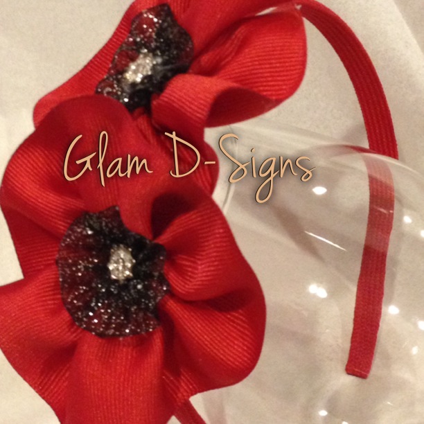 Designer Inspired Red Flower Headband